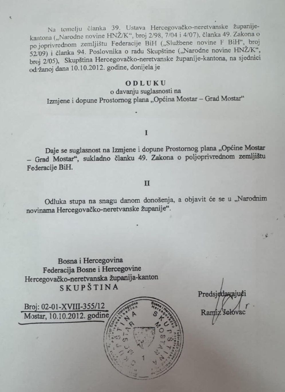 Grad MOstar Skupština