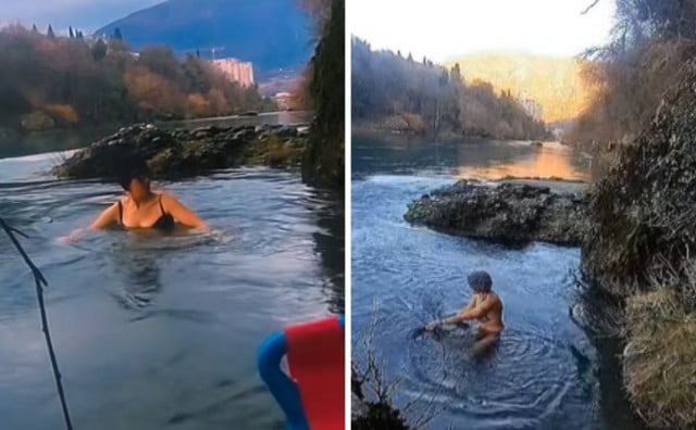 Božićni 'Ice challenge' u ledenoj Neretvi, pogledajte impresivni poduhvat ove Mostarke