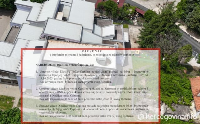 Poništen natječaj za ravnatelja Dječjeg vrtića Čapljina, inspektor utvrdio da nije bilo rang liste ni bodovanja