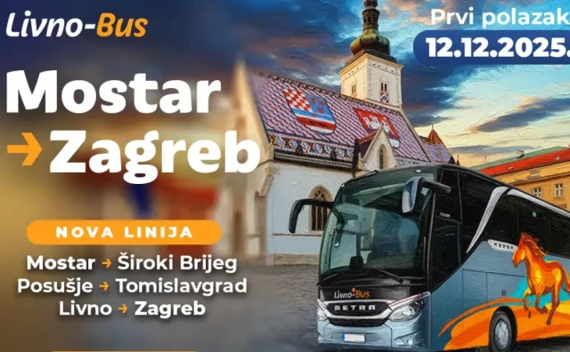 Nova autobusna linija Mostar – Zagreb kreće 12. prosinca: Livno Bus otvara i nova radna mjesta