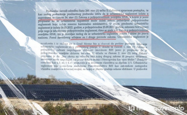 Nakon poništenja urbanističke suglasnosti za solarnu elektranu u Mostaru: Što slijedi i tko je odgovoran?