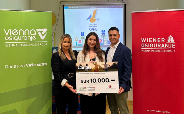 VIG Grupa donirala 10.000 EUR Centru za djecu, mlade i obitelj pri Caritasu Mostar