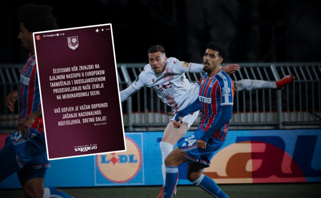 FK Sarajevo čestitao Zrinjskom nakon remija s Crystal Palaceom u Mostaru