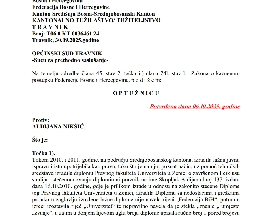 Aldijana Nikšić lažna diploma