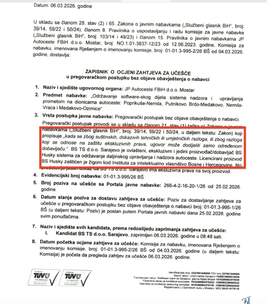 Autoceste FBiH softver