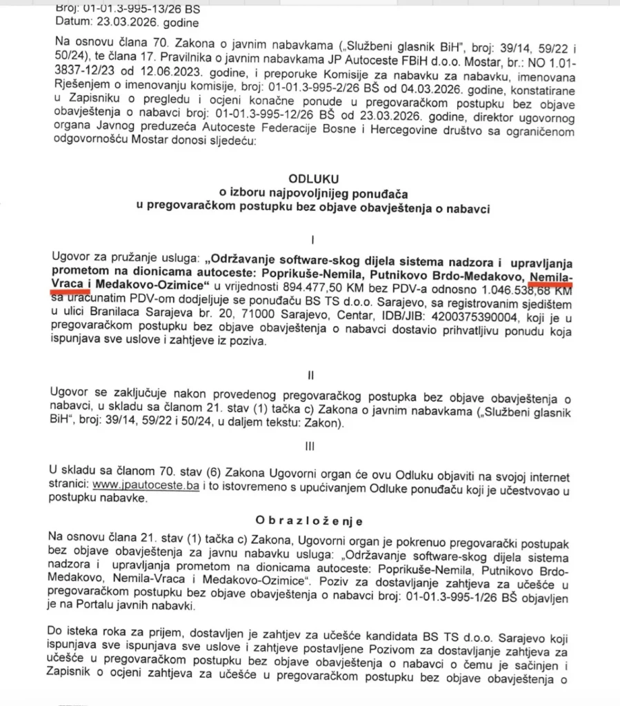 Autoceste FBiH softver