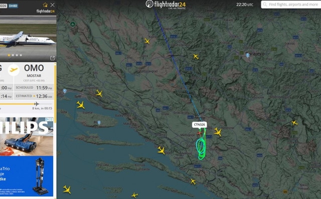 flightradar let Zagreb Mostar