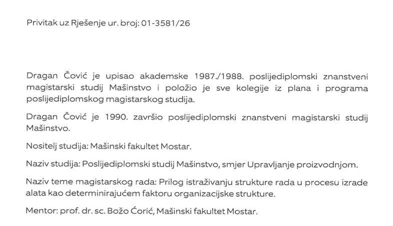 covic sveuciliste