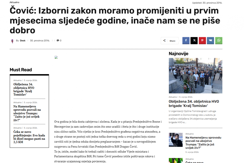 dragan čović izborni zakon