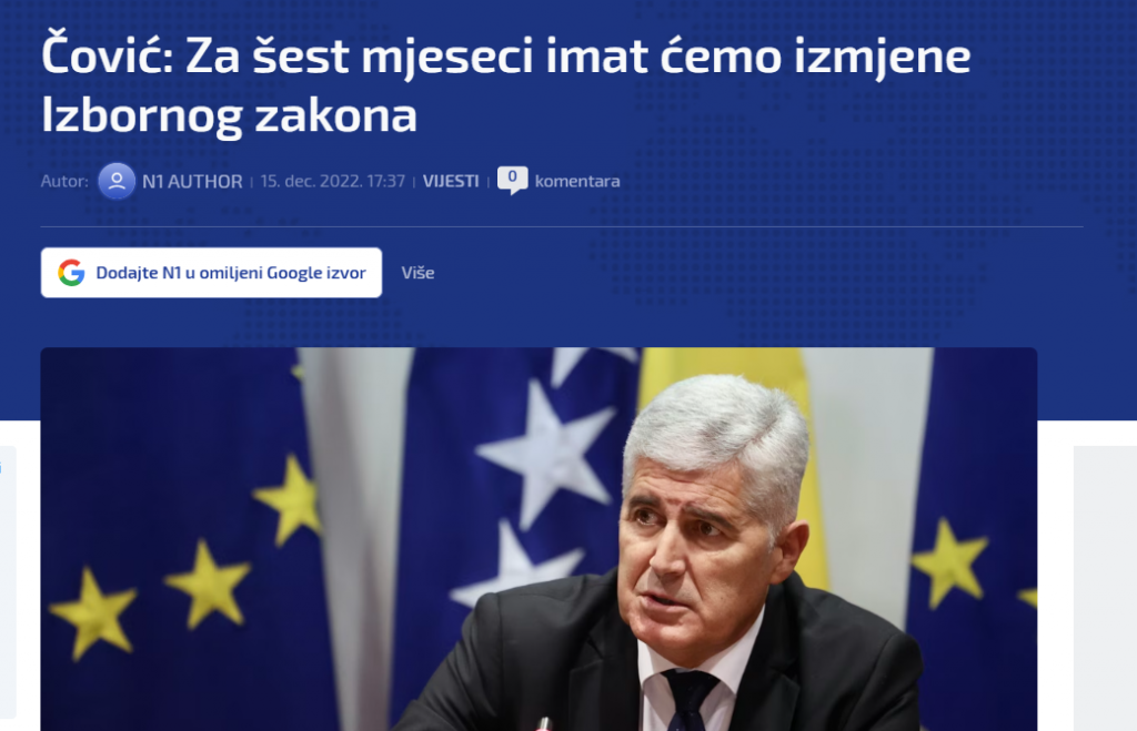 dragan čović izborni zakon