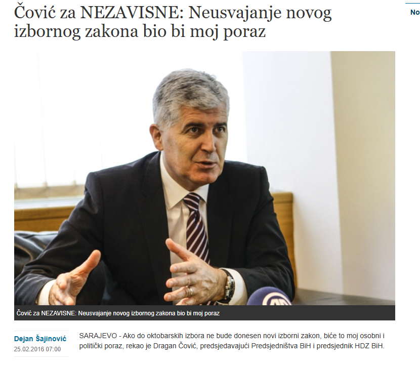 dragan čović izborni zakon