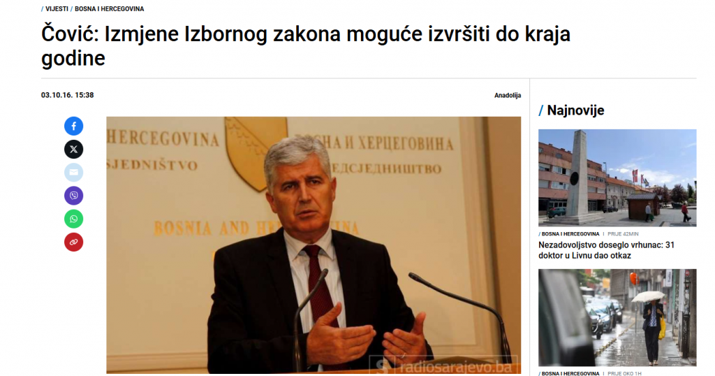 dragan čović izborni zakon