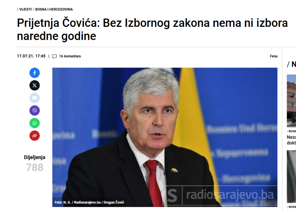 dragan čović izborni zakon