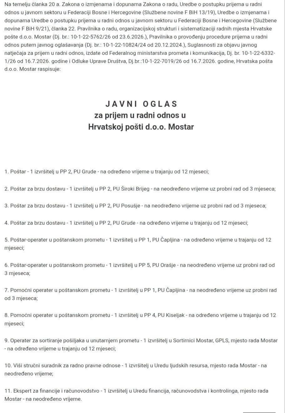 HP Mostar oglas