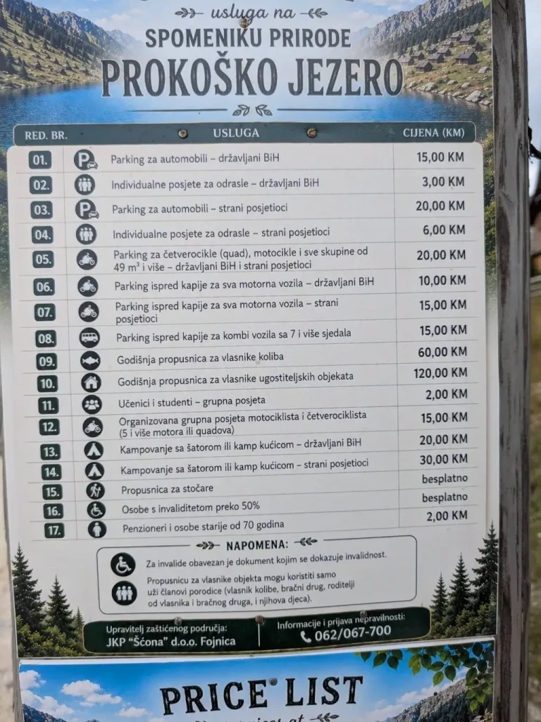 Prokoško jezero cjenik