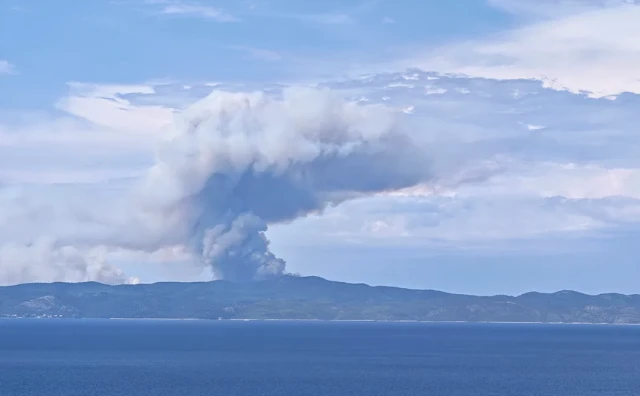 Velik požar na Korčuli, zatvorena cesta prema Veloj Luci, vatru gase kanaderi i Air Tractor