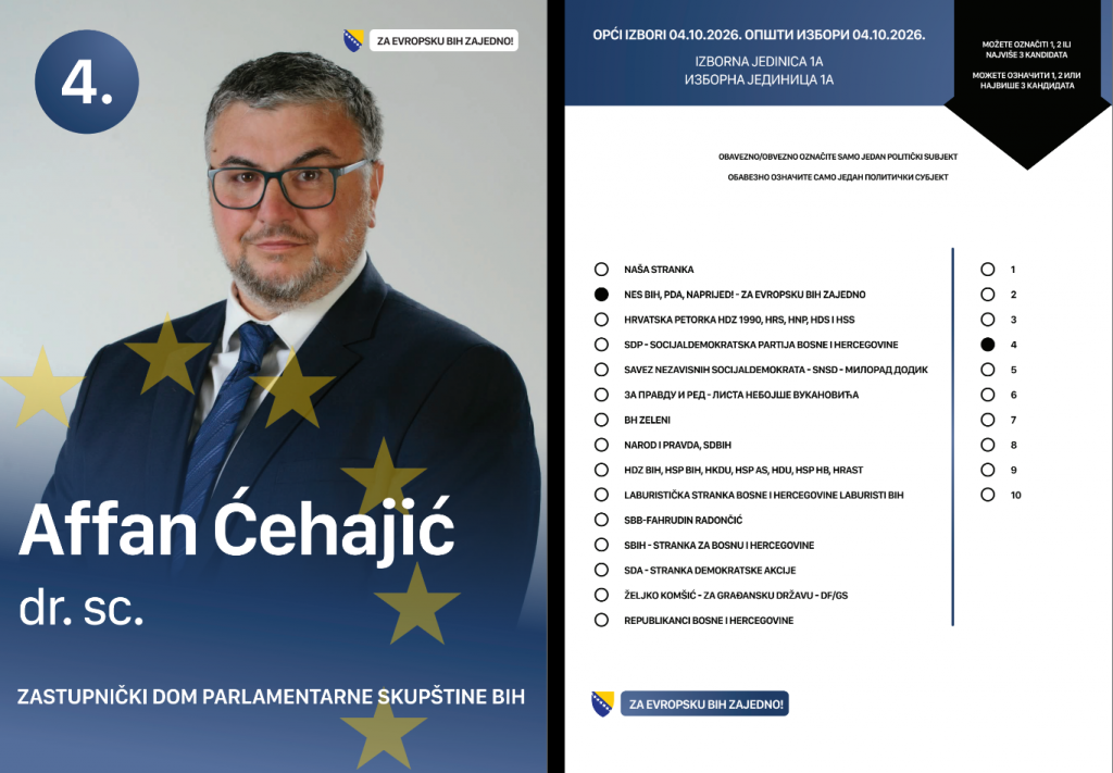 Damir Jugo, Adaleta Crnomerović i Affan Ćehajić predstavljaju politički pristup usmjeren na znanje, profesionalno iskustvo i zajedničku budućnost BiH.