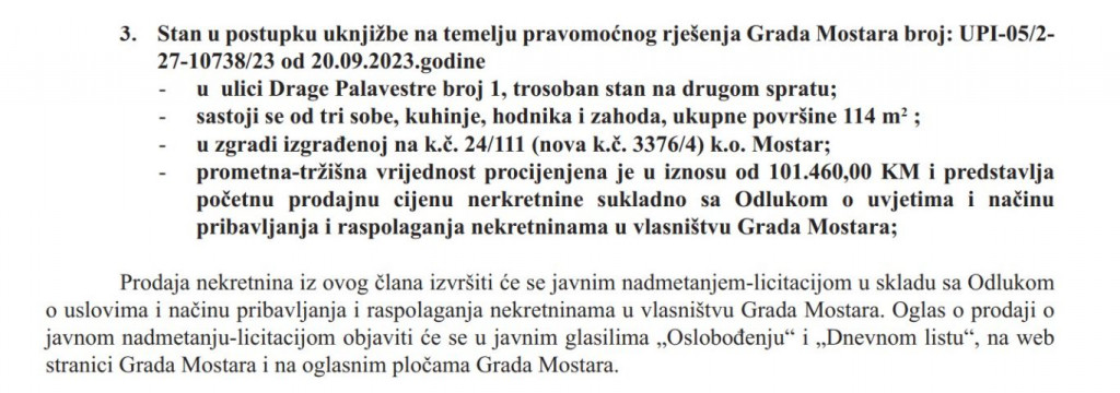 Istraga objavila detalje prodaje mostarskog stana od 114 kvadrata koji su kupili kći Salema Marića i njezin suprug.