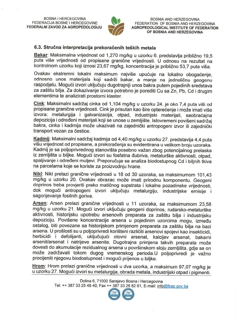 izvjestaj zavoda za agropedologiju