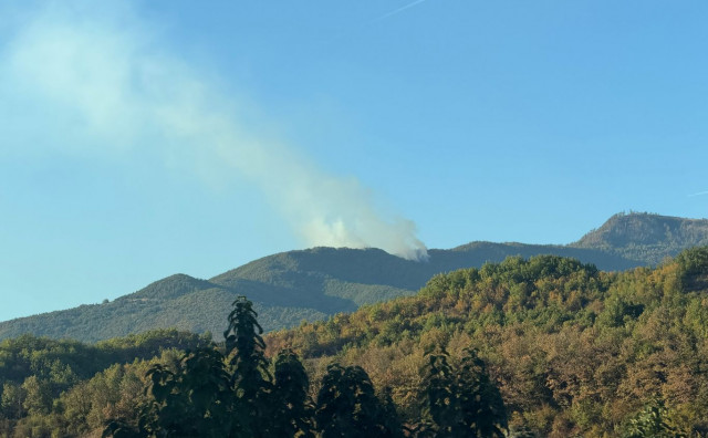 Požar na brdu kod Konjica, gust dim vidljiv s magistrale